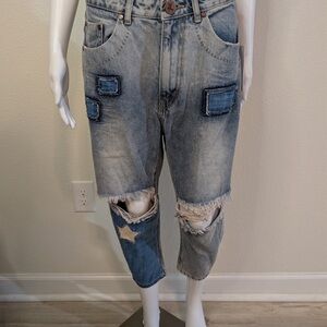 One Teaspoon one X in St. Marine Light Blue Distressed Jeans Boho NWY